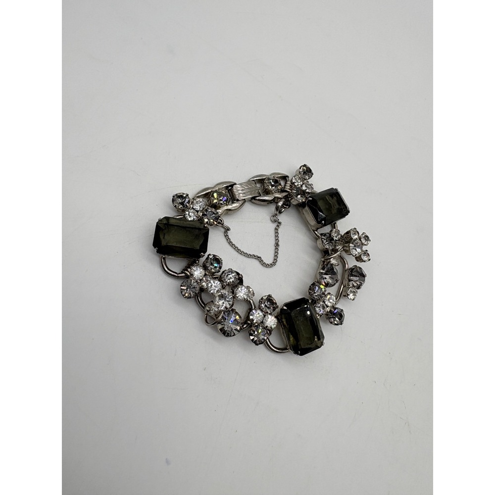 DeLizza and Elster Juliana Vintage Smoky Rhinestone Silver Tone Bracelet